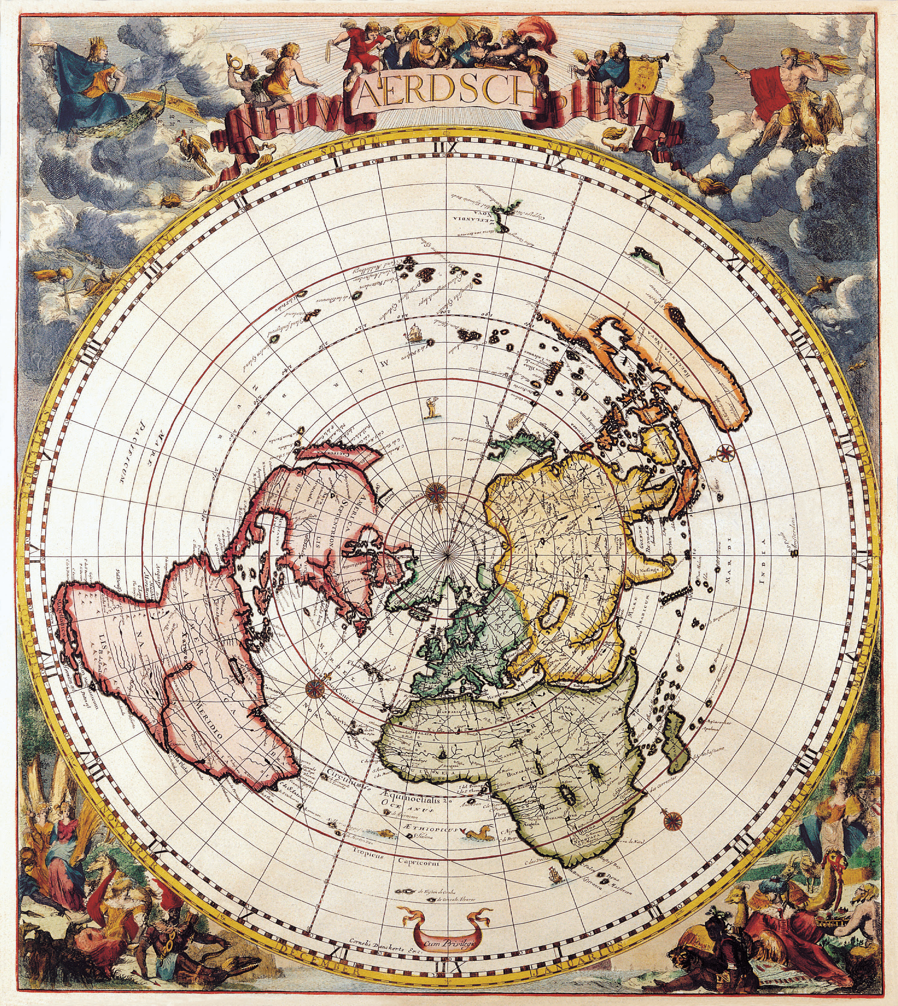 Antique Maps Of The World Polar Map Cornelis Dankertz C 1700